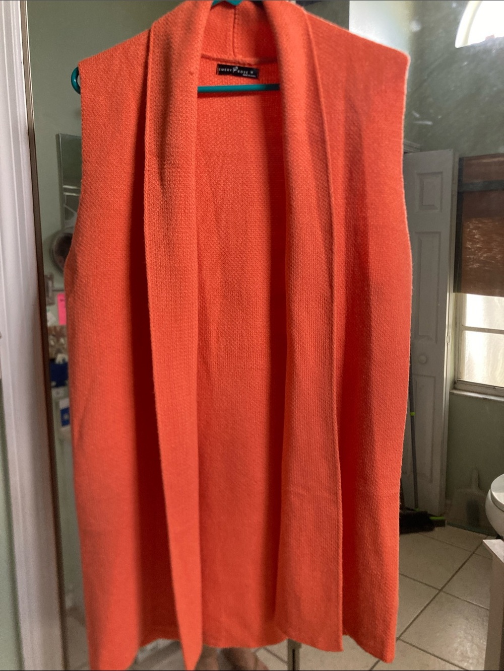 Sleeveless Open-Front Orange  Cardigan Vest Fall Cozy Autumn
